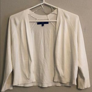 Cropped White Cardigan with 3/4 Length Sleeves